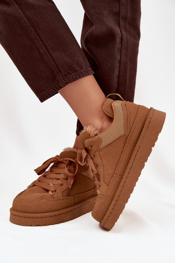 Zapatos deportivos cálidos para mujer color marrón con forro de piel Cyrissa 2