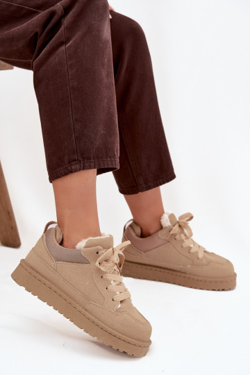 Zapatos deportivos cálidos para mujer color beige con forro de piel Cyrissa