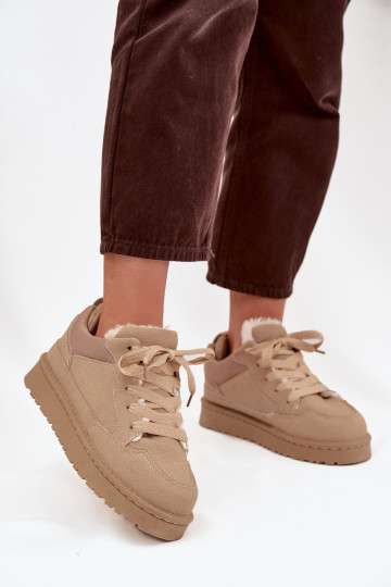 Zapatos deportivos cálidos para mujer color beige con forro de piel Cyrissa 2