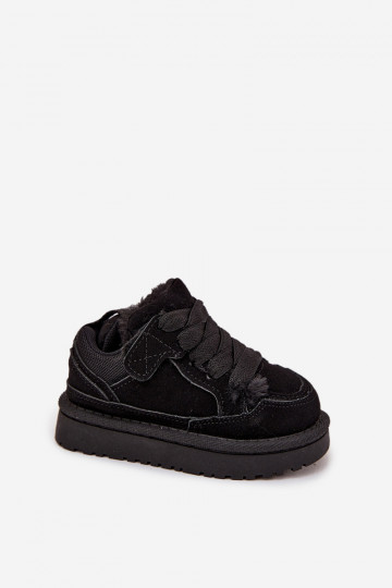 zapatillas de deporte para niños calentamiento con pelo dentro de color negro Mireen