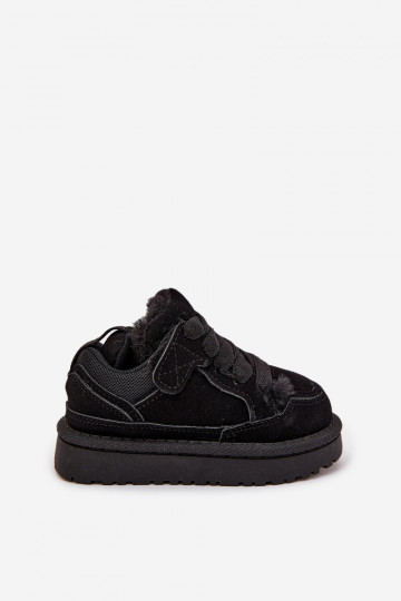 zapatillas de deporte para niños calentamiento con pelo dentro de color negro Mireen 2