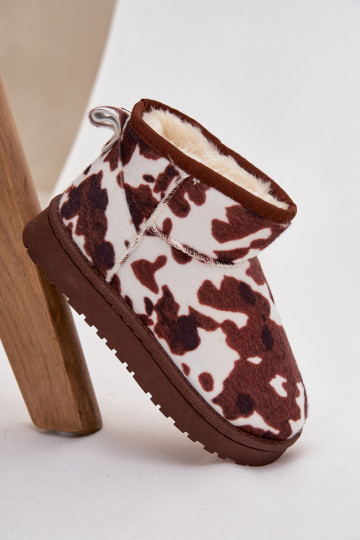 Botas de nieve cálidas para niños/adolescentes color blanco y marrón con forro de piel Mireya