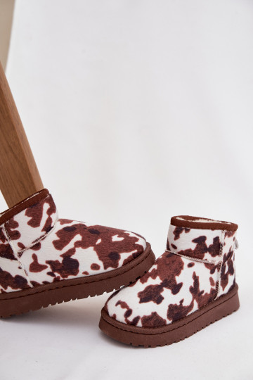 Botas de nieve cálidas para niños/adolescentes color blanco y marrón con forro de piel Mireya 2