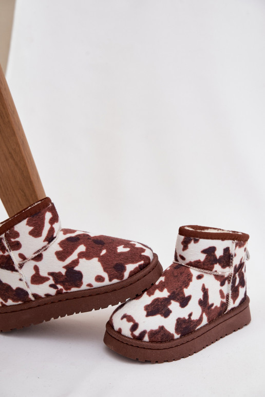 Botas de nieve Infantil Juventud calentamiento con pelo dentro EN Łaty Blanco-color marrón Mireya Botas de nieve Infantil Juventud calentamiento con pelo dentro EN Łaty Blanco-color marrón Mireya