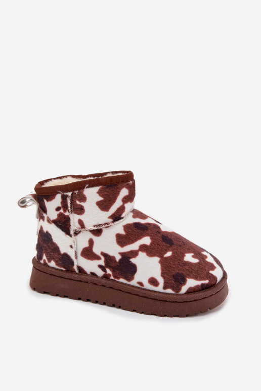 Botas de nieve Infantil Juventud calentamiento con pelo dentro EN Łaty Blanco-color marrón Mireya Botas de nieve Infantil Juventud calentamiento con pelo dentro EN Łaty Blanco-color marrón Mireya