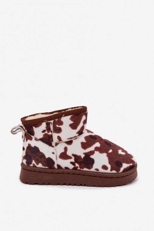 Botas de nieve Infantil Juventud calentamiento con pelo dentro EN Łaty Blanco-color marrón Mireya Botas de nieve Infantil Juventud calentamiento con pelo dentro EN Łaty Blanco-color marrón Mireya