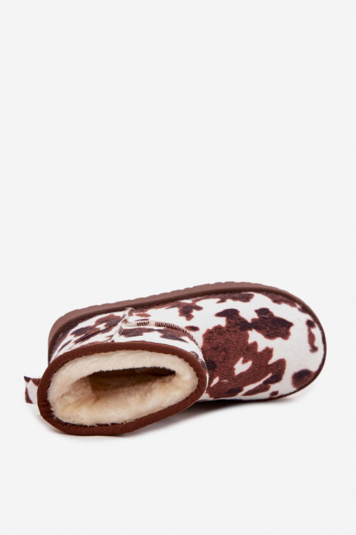 Botas de nieve Infantil Juventud calentamiento con pelo dentro EN Łaty Blanco-color marrón Mireya Botas de nieve Infantil Juventud calentamiento con pelo dentro EN Łaty Blanco-color marrón Mireya