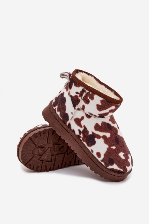 Botas de nieve Infantil Juventud calentamiento con pelo dentro EN Łaty Blanco-color marrón Mireya Botas de nieve Infantil Juventud calentamiento con pelo dentro EN Łaty Blanco-color marrón Mireya