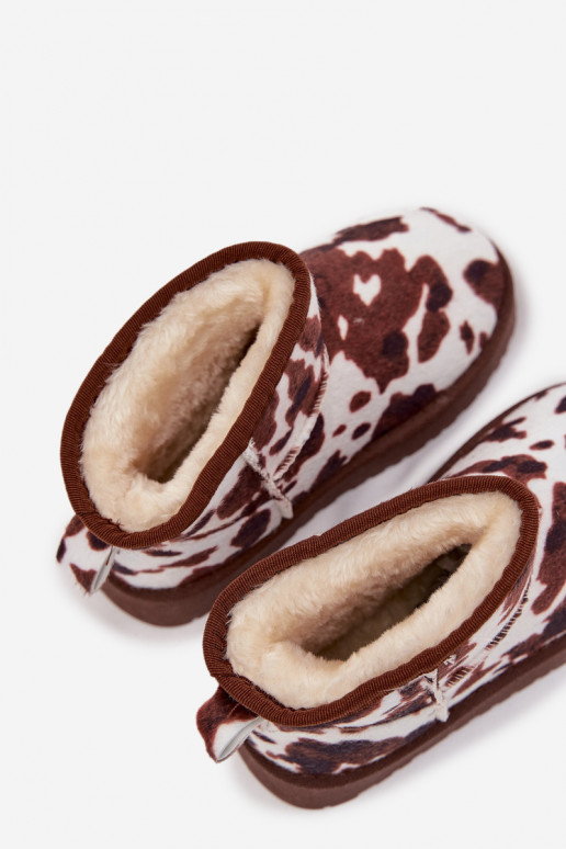 Botas de nieve Infantil Juventud calentamiento con pelo dentro EN Łaty Blanco-color marrón Mireya Botas de nieve Infantil Juventud calentamiento con pelo dentro EN Łaty Blanco-color marrón Mireya