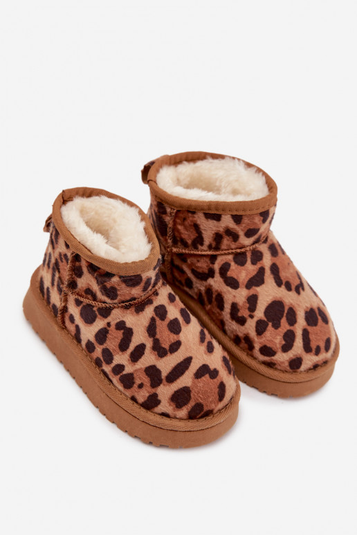 Botas de nieve Infantil Juventud calentamiento con pelo dentro con estampados de piel de leopardo color marrón Mireya Botas de nieve Infantil Juventud calentamiento con pelo dentro con estampados de piel de leopardo color marrón Mireya