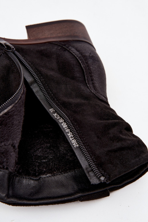 Botas de mujer En un tacón bajo Con volantes calentamiento de color negro Gracia Botas de mujer En un tacón bajo Con volantes calentamiento de color negro Gracia