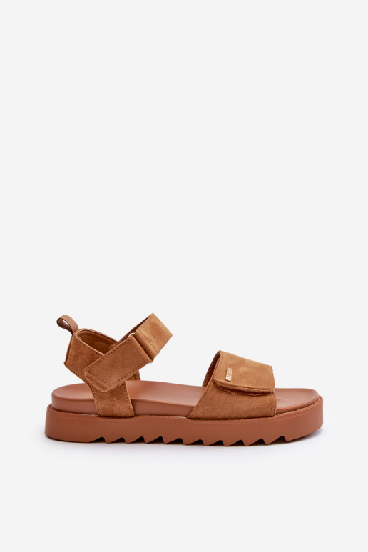 Femenino Sandalias de ante con una plataforma Big Star NN274705 color marrón Femenino Sandalias de ante con una plataforma Big Star NN274705 color marrón