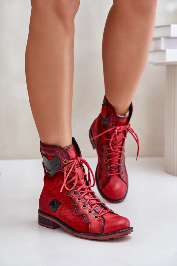 Piel calentamiento Botas de mujer con tacones anchos Tiene queciejka 06106-08 color rojo