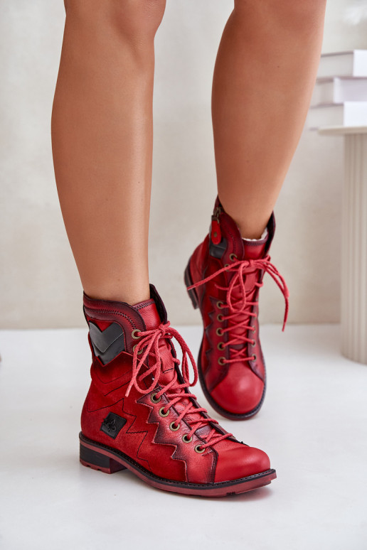 Piel calentamiento Botas de mujer con tacones anchos Tiene queciejka 06106-08 color rojo Piel calentamiento Botas de mujer con tacones anchos Tiene queciejka 06106-08 color rojo