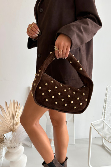 Bolso de ante natural de chocolate con decoración Julisse 2