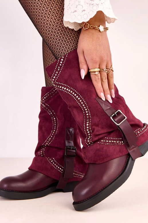 Botines burdeos con abertura y...
