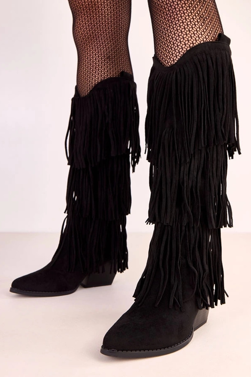 Botas vaqueras negras con flecos Ivia