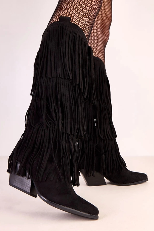 Botas vaqueras negras con flecos Ivia