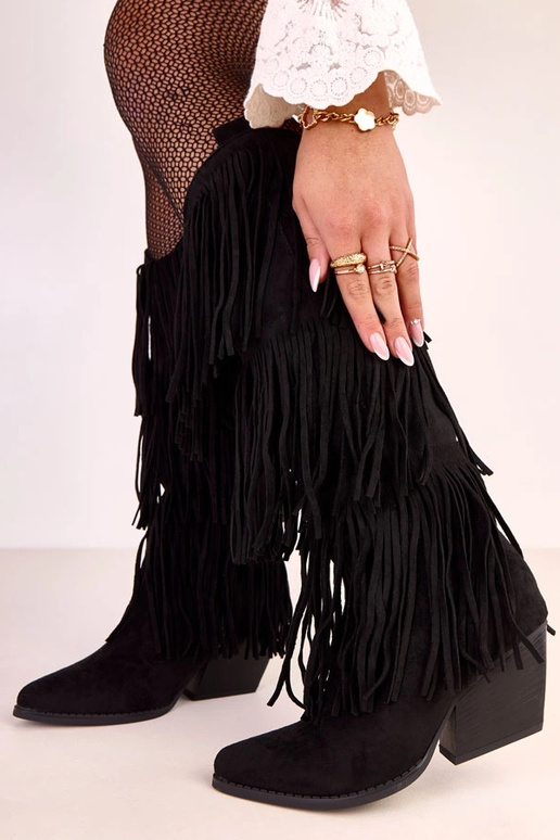 Botas vaqueras negras con flecos Ivia