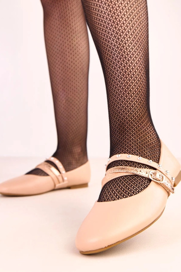 Bailarinas color arena con tiras decorativas Vika 2