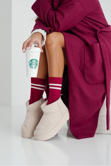 Calcetines de mujer INarkocz con rayas, color burdeos