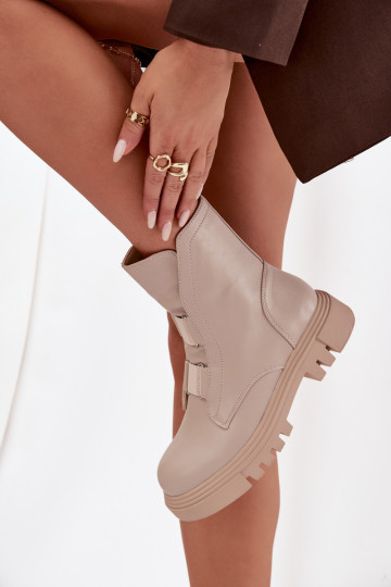 Botas de trabajo para mujer hasta el tobillo de piel sintética, color marfil Tai turiilyra 2