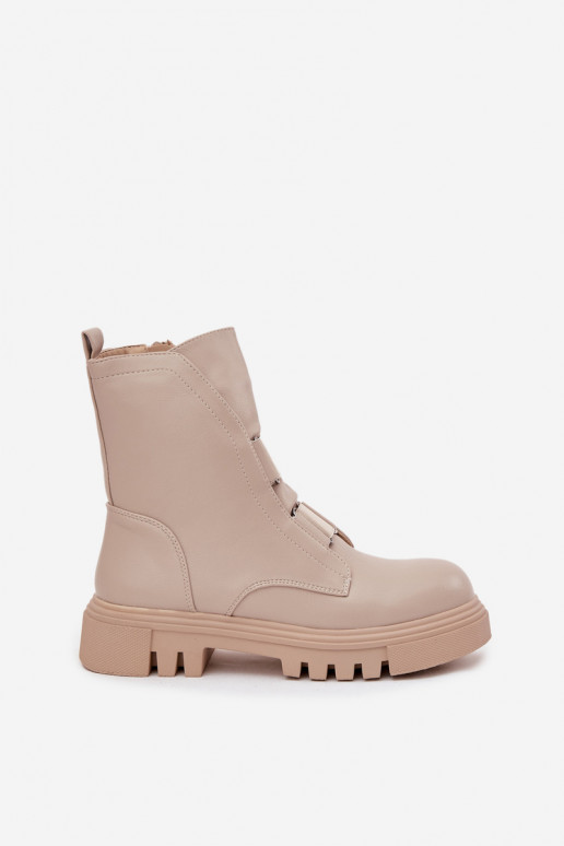 calentamiento botines de trabajo Femenino Al castillo Eko Piel color marfil Tiene queilyra