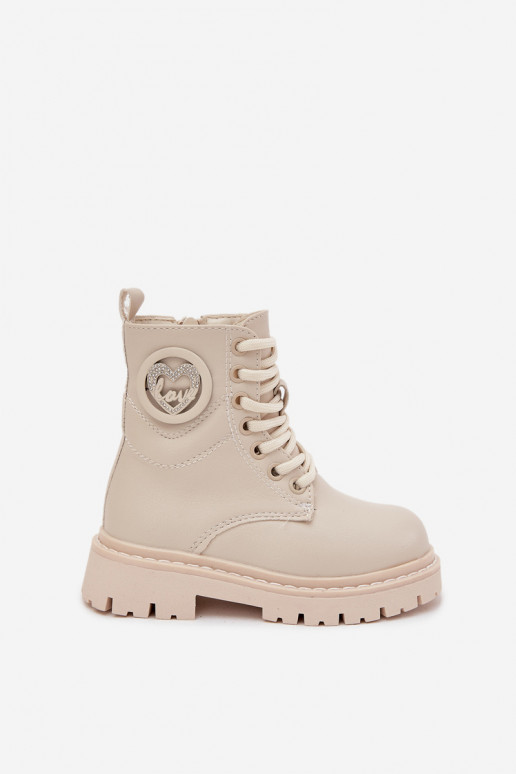 Botas Infantil calentamiento con pelo dentro con adornos LOVE beige Rosaira Botas Infantil calentamiento con pelo dentro con adornos LOVE beige Rosaira