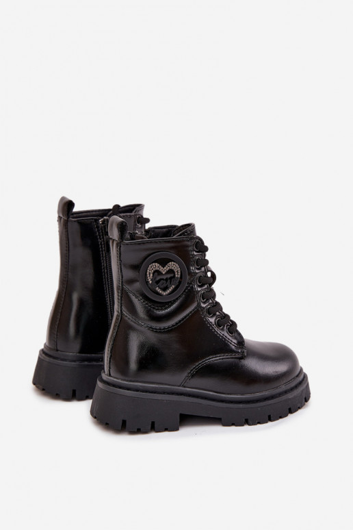 Botas Infantil calentamiento con pelo dentro con adornos LOVE de color negro Rosaira
