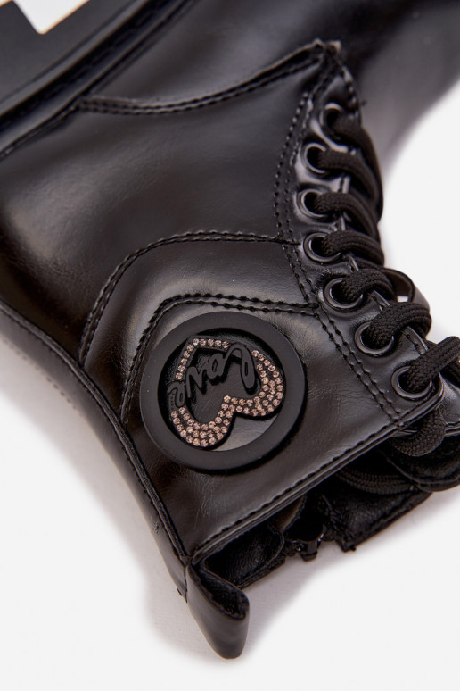 Botas Infantil calentamiento con pelo dentro con adornos LOVE de color negro Rosaira