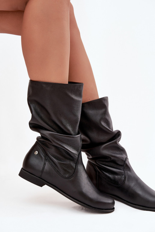 Femenino Piel botas Tiene queciejka 05057-20 de color negro Femenino Piel botas Tiene queciejka 05057-20 de color negro