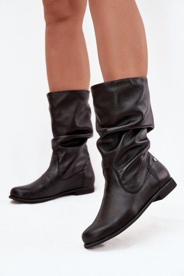 Botas altas de cuero para mujer, Tai turiciejka 05057-20, color negro 2