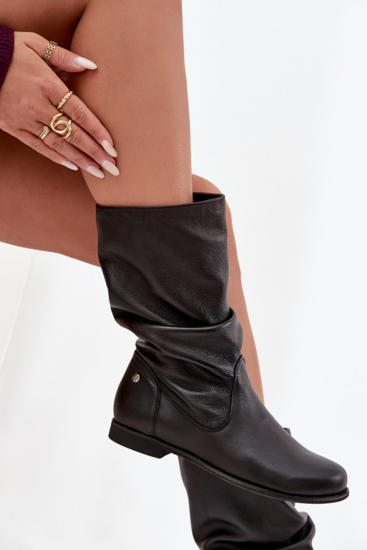 Femenino Piel botas Tiene queciejka 05057-20 de color negro Femenino Piel botas Tiene queciejka 05057-20 de color negro