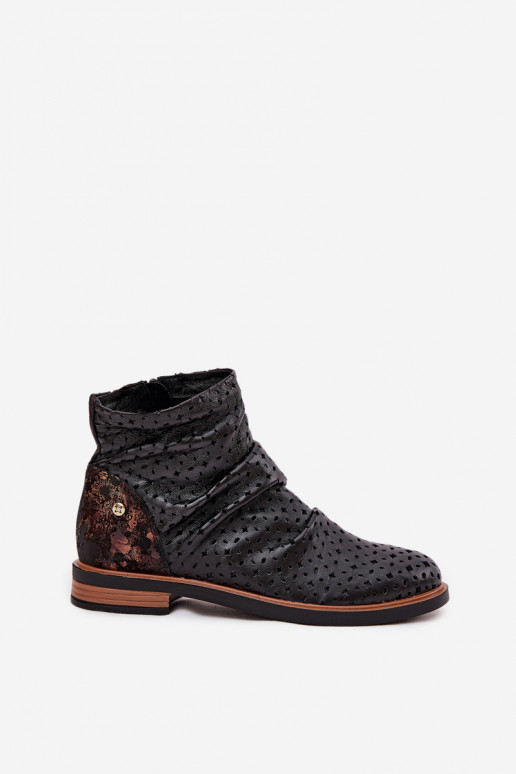 Piel Botas con elementos calados Tiene queciejka 05922-01 de color negro