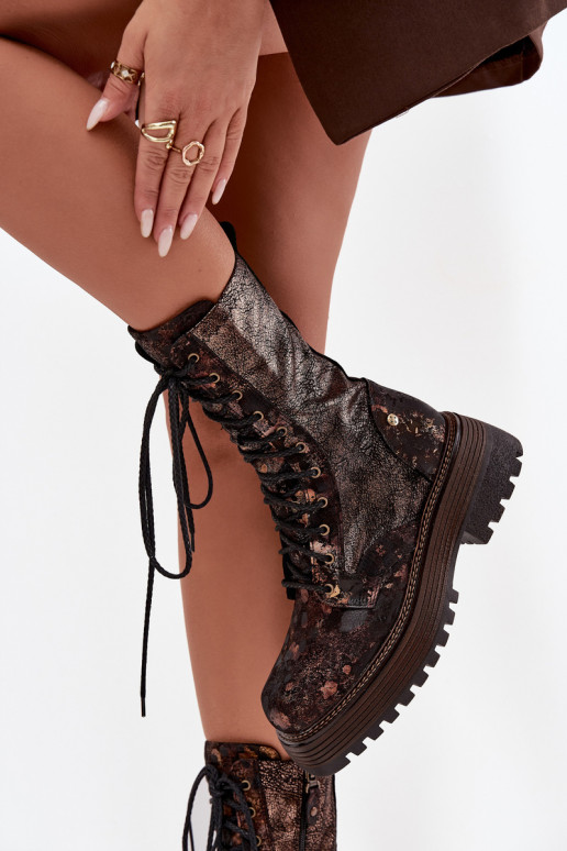 Botas de mujer botas altas de montar Tiene queciejka 06203-32 marrón-color dorado Botas de mujer botas altas de montar Tiene queciejka 06203-32 marrón-color dorado