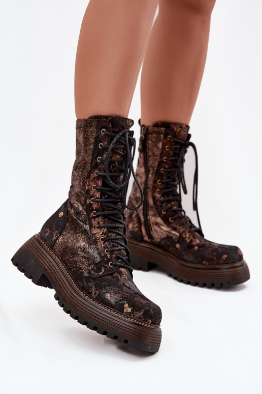 Botas de mujer botas altas de montar Tiene queciejka 06203-32 marrón-color dorado Botas de mujer botas altas de montar Tiene queciejka 06203-32 marrón-color dorado