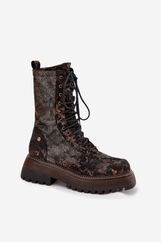 Botas de mujer botas altas de montar Tiene queciejka 06203-32 marrón-color dorado Botas de mujer botas altas de montar Tiene queciejka 06203-32 marrón-color dorado