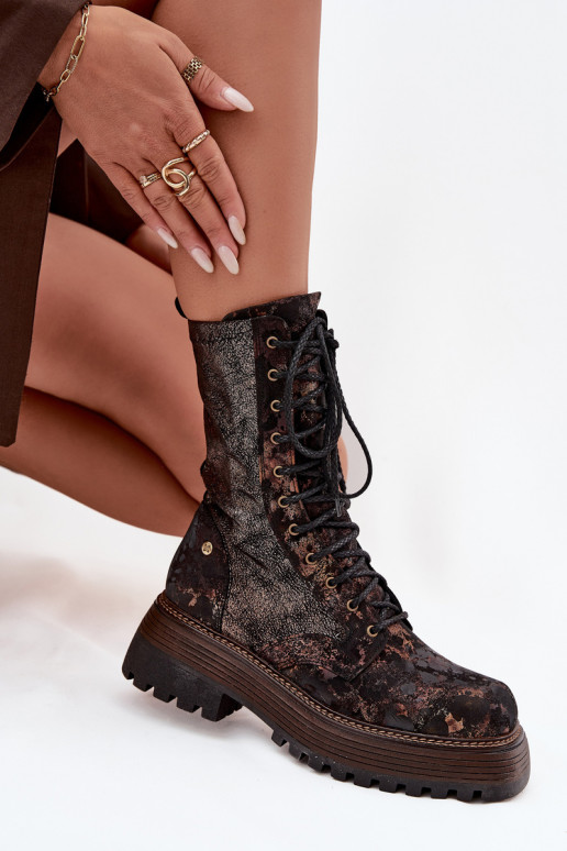 Botas de mujer botas altas de montar Tiene queciejka 06203-32 marrón-color dorado