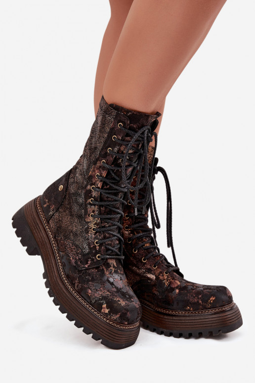 Botas de mujer botas altas de montar Tiene queciejka 06203-32 marrón-color dorado