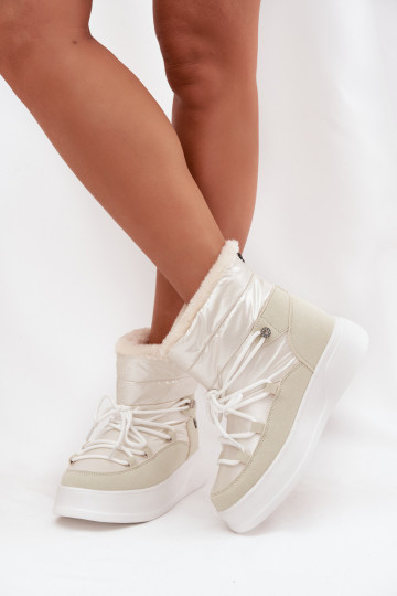 Botas de nieve para mujer con plataforma, Lee Cooper LCJ-25-03-3815, color blanco