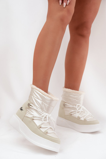 Botas de nieve para mujer con plataforma, Lee Cooper LCJ-25-03-3815, color blanco 2
