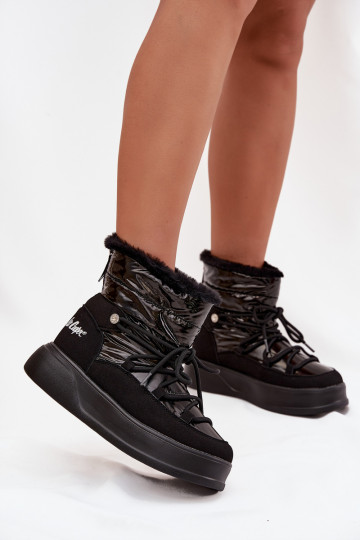 Botas de nieve para mujer con plataforma, Lee Cooper LCJ-25-03-3814, color negro 2