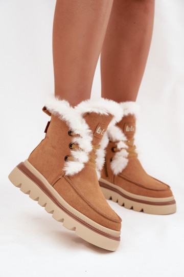 Botas de nieve para mujer de ante natural, Lee Cooper LCJ-25-01-3738, color marrón 2