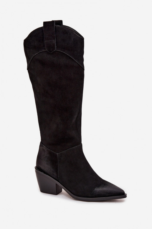 botas estilo vaquero Femenino con taconesActivadoturalnego de gamuzau Artiker 57C0232 de color negro