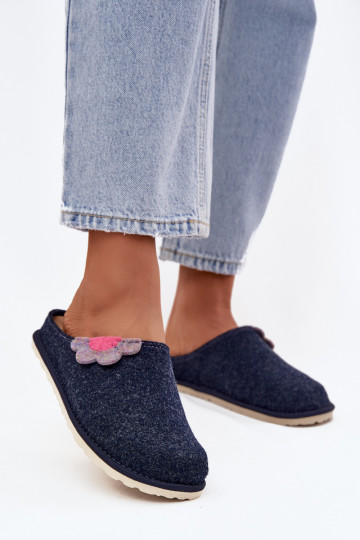 Chanclas para mujer con flor, Inblu CS000043, color azul marino