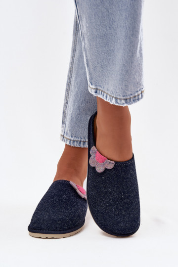 Chanclas para mujer con flor, Inblu CS000043, color azul marino 2