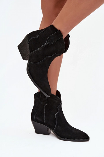 Un modelo convincente botas estilo vaquero FemeninoActivadoturalnego de gamuzau de color negro Beretta