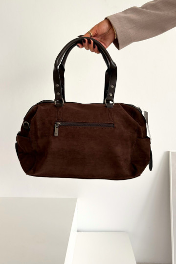 Bolso de ante sintético color chocolate Gressa