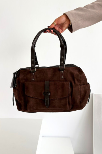 Bolso de ante sintético color chocolate Gressa 2