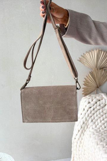 Bolso con inserción de ante color marfil Mirine 2